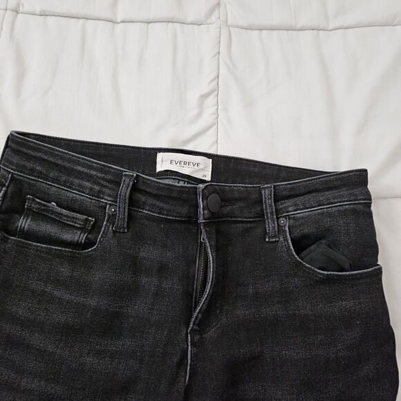 Evereve Jeans Womens 29 Black The Ever Straight High Rise Raw Hem Stretch Boho - Picture 3 of 8